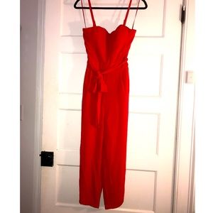 Tomato Red Cropped Jumpsuit NWT